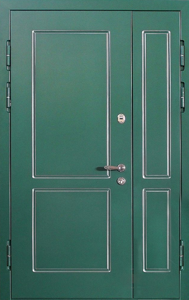 Дверь ЛД-307 полуторная тамбурная резной МДФ зеленый