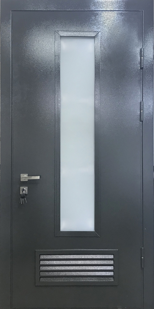 Дверь в котельную ЛД-486 со стеклом и вентиляцией